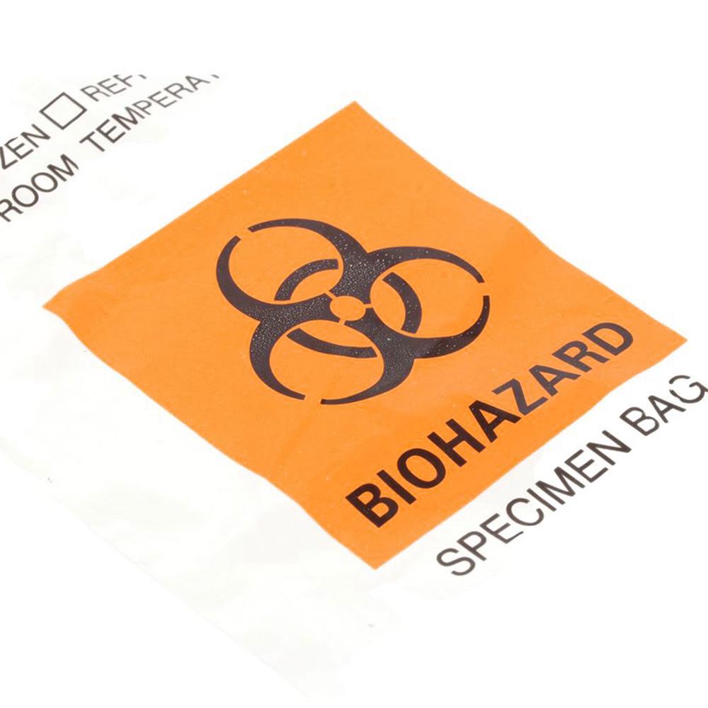 100pcs 6x9.8in/15x25cm Disposal Bags PE Medical Garbage Bags Biohazard Biohazard Waste