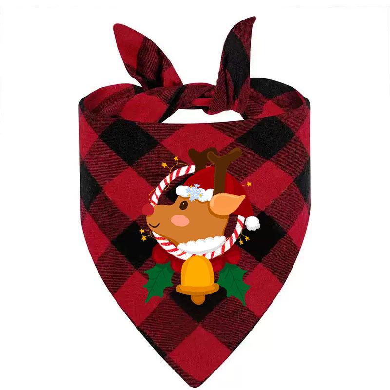 Customizable Plaid Christmas Pet Scarf - Personalized Triangle Bib for Dogs and Cats