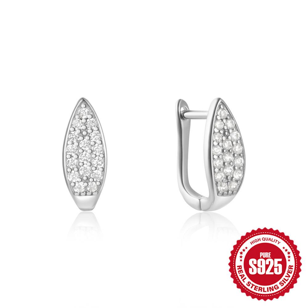 S925 Sterling Silver Personality Diamond Set Star Moon Irregular Glossy Bow Luxury Ear Buckle Earrings Huggie Hoops