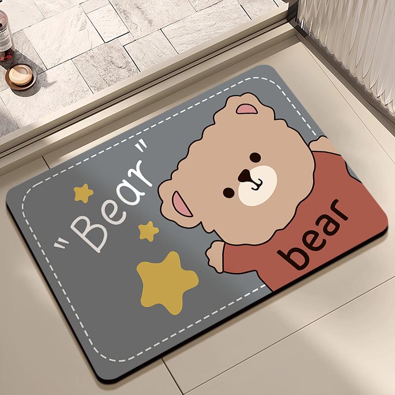 Mata podłogowa z ziemi okrzemkowej, kreskówkowa mata podłogowa do łazienki, silnie chłonna, domowa, pod drzwi toalety, antypoślizgowa mata