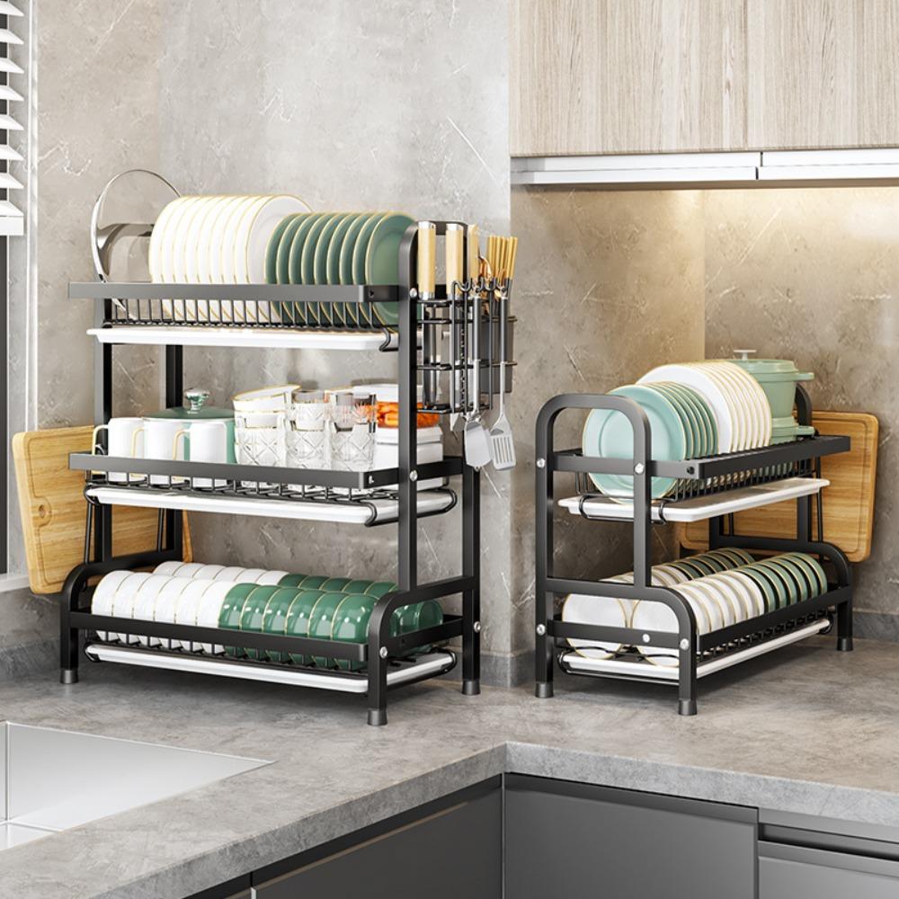 Kitchen Bowl Rack Household MultiLayer Tableware Racks Multifunctional Rust-Proof Simple Drainer Shelf Chopsticks Drying Shelves