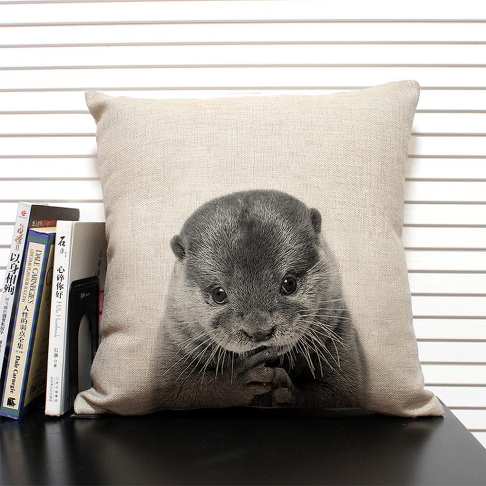 African Animal Lion Elephant Elk Decorative Pillow Cover Sofa Cushion Cover Farm Animal Portrait Linen Pillowcase 45x45cm