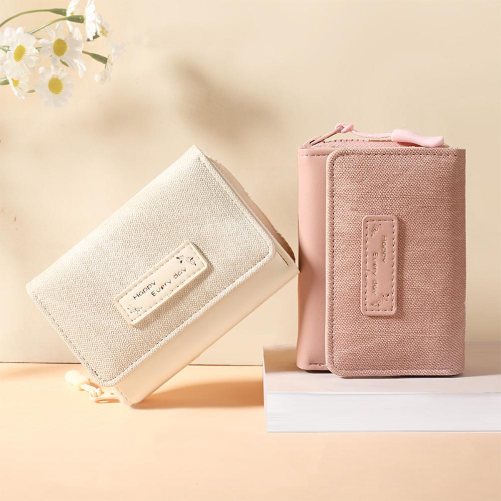 

Retro Coin Purse PU Leather Lady Wallet New Fashion Short Wallet for Women бежевий