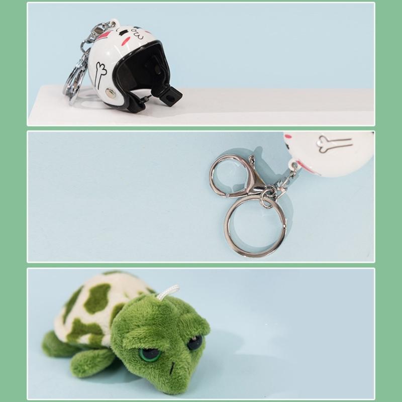 Fashion Lovely Plush Helmet Turtle Keyholder Cute Animal Keychain Bag Charm Pendant Toy Car Keyring Jewelry Party Gift