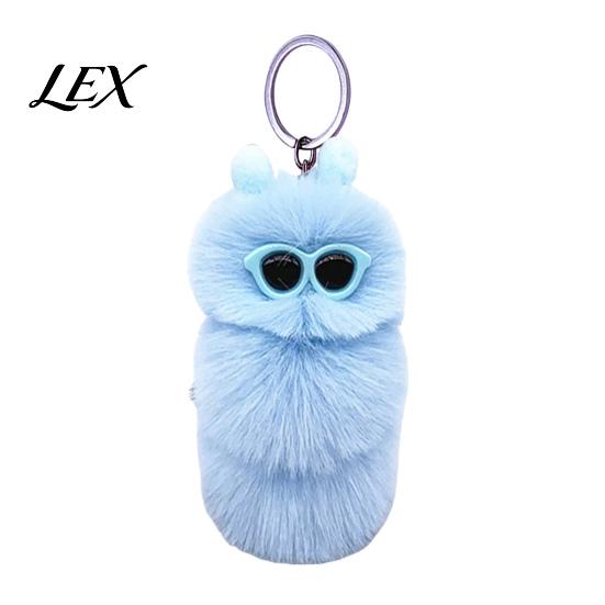 Sunglasses Caterpillar Keyring Plush Keychain, Stuffed Pendant for Decorative Backpack Ornament Bags & Car Keys, Purse Accessory