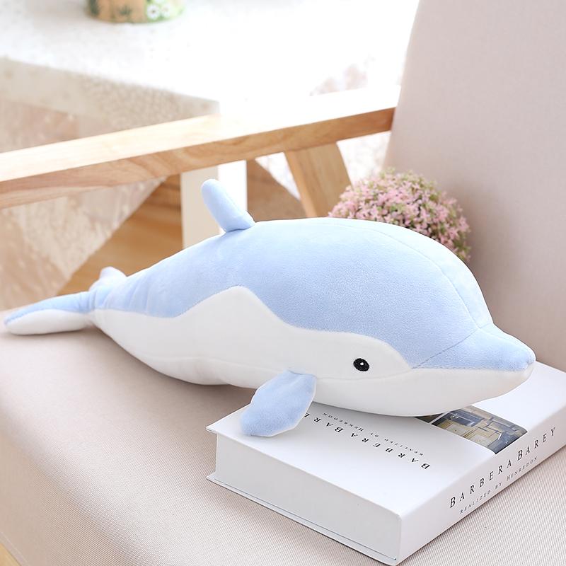 Grey Pink Blue Dolphin Plush Stuffed Animal Soft Doll Cuddle Pillow Sleeping Hug Toy Boy Girl Kid Bedroom Decor Cute Kawaii Gift