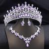 3 Pcs Wedding Crown Bridal Jewelry Sets for Women AB Tiaras and necklace earrings Prom Birthday Bride Tiaras and Crowns Set