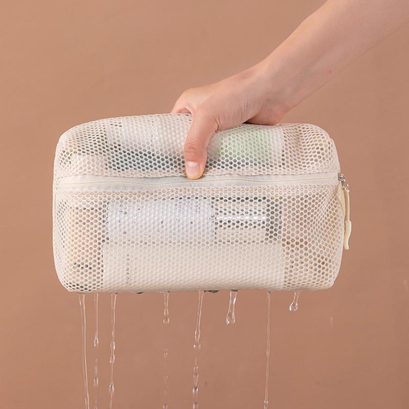 1-3pcs Casual Nylon Storage Pouch Transparent Mesh Mesh Pocket Cosmetic Bag with Zipper Swimming Mesh Packing Travel Storage Bag