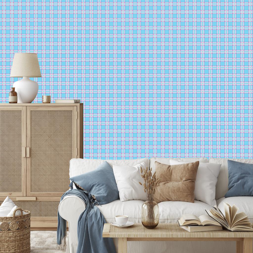 Candy Lattice Wallpaper Azure and Celadon for Living Room and Bedroom 50x1000