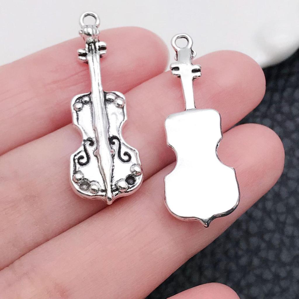 Mixed 30-Piece Musical Instrument Alloy Pendant Set with Guitar, Notes, and Mini Music Jewelry Accessories