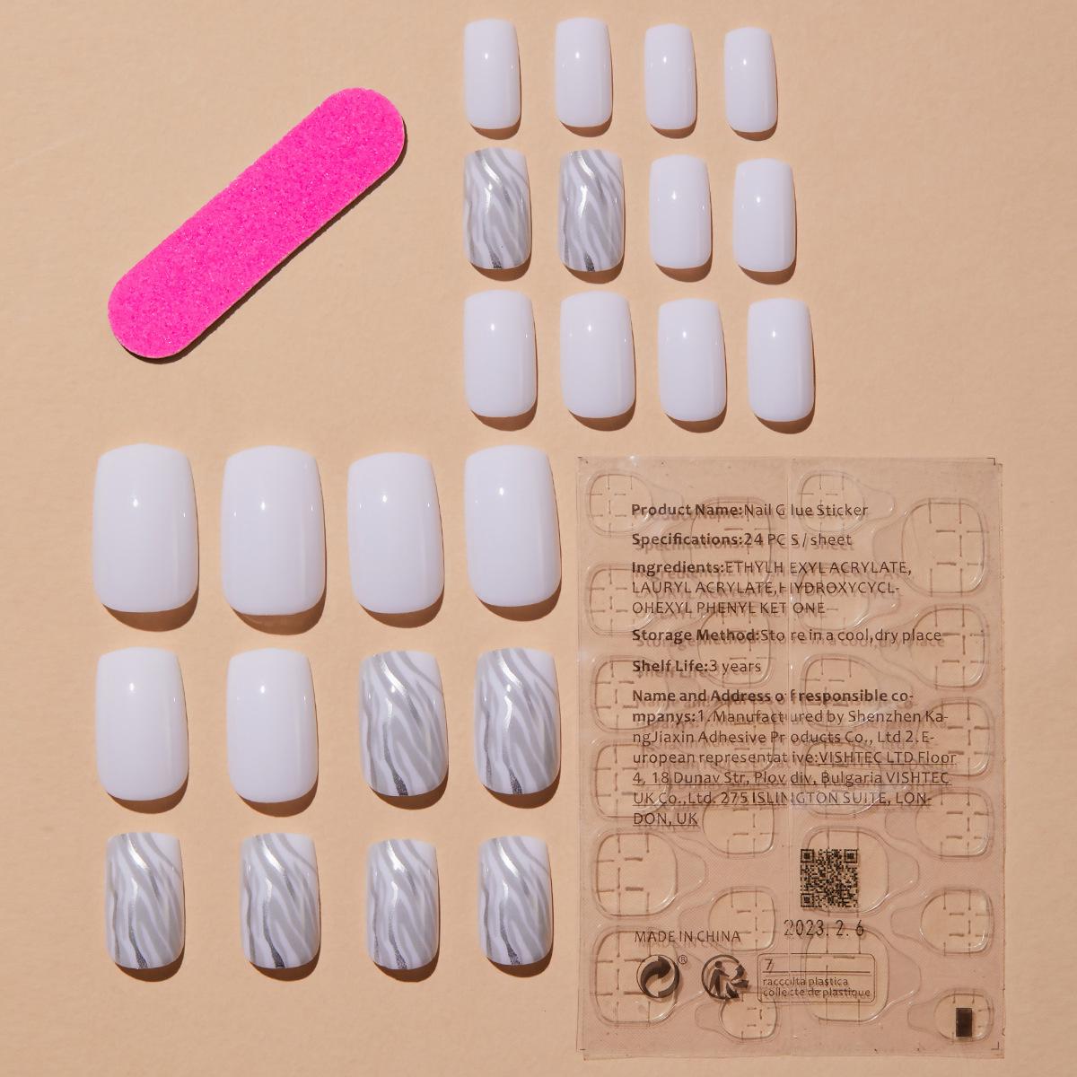 

Минималистичные белые волнистые типсы для ногтей френч, накладные