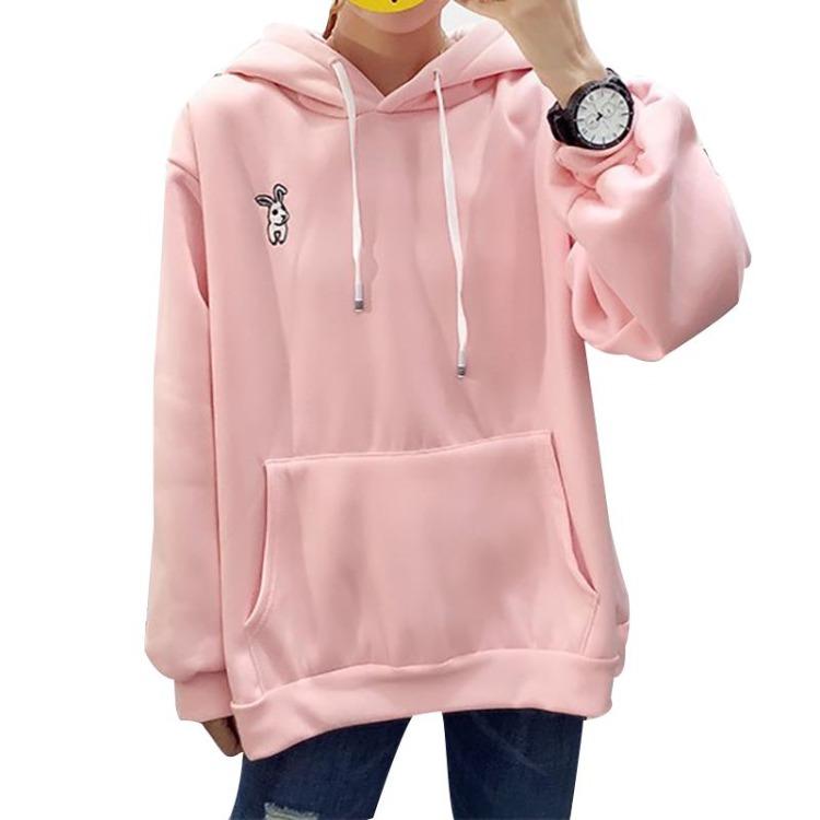 Winter Women Fleece Sweatshirt Loose Hooded Rabbit Ears Long Sleeve Autumn New Fashion