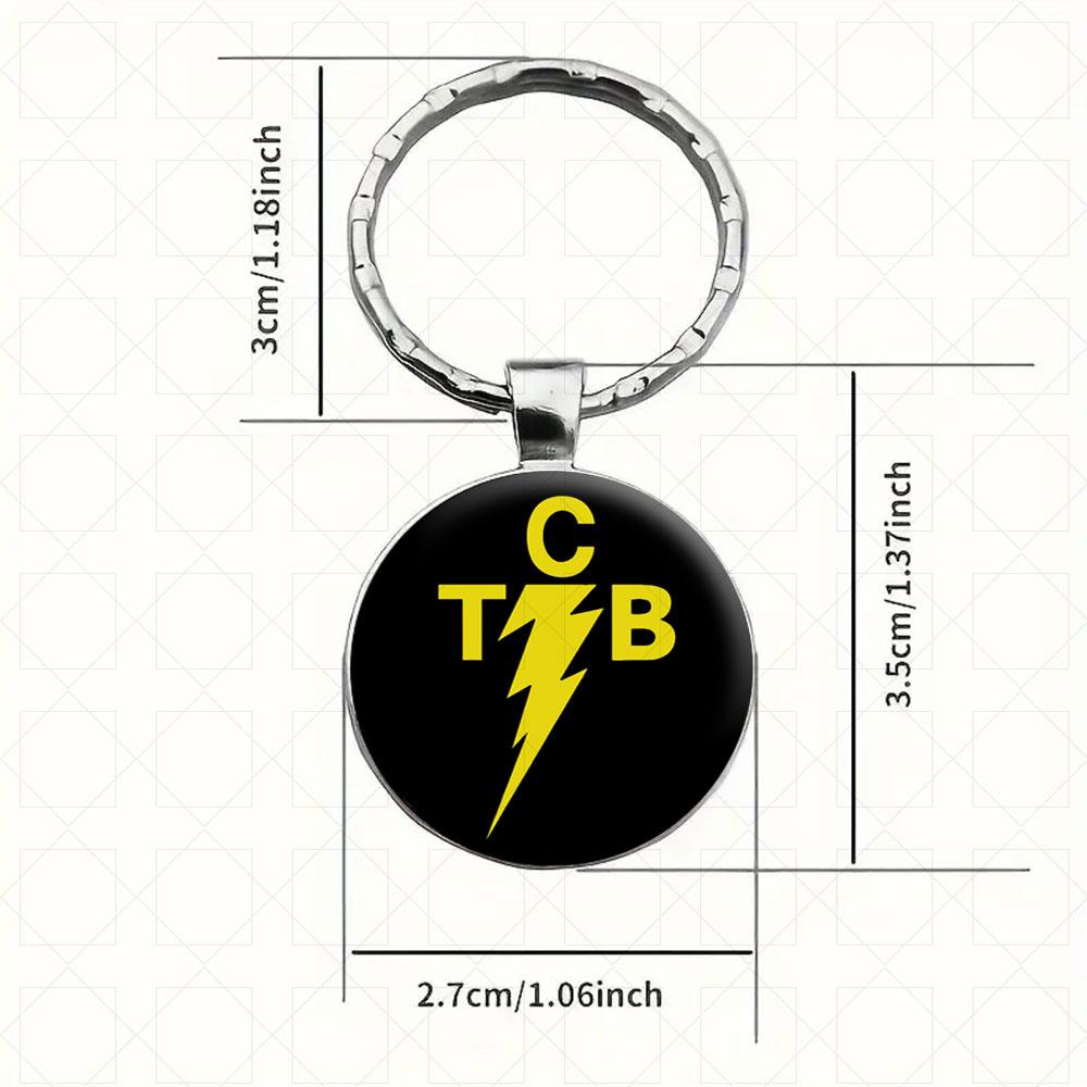 1PC TCB Lightning Rock Band Emblem Keychain Durable Yellow Lightning Style Car Keyring Accessories Souvenir Gift for Men Woman