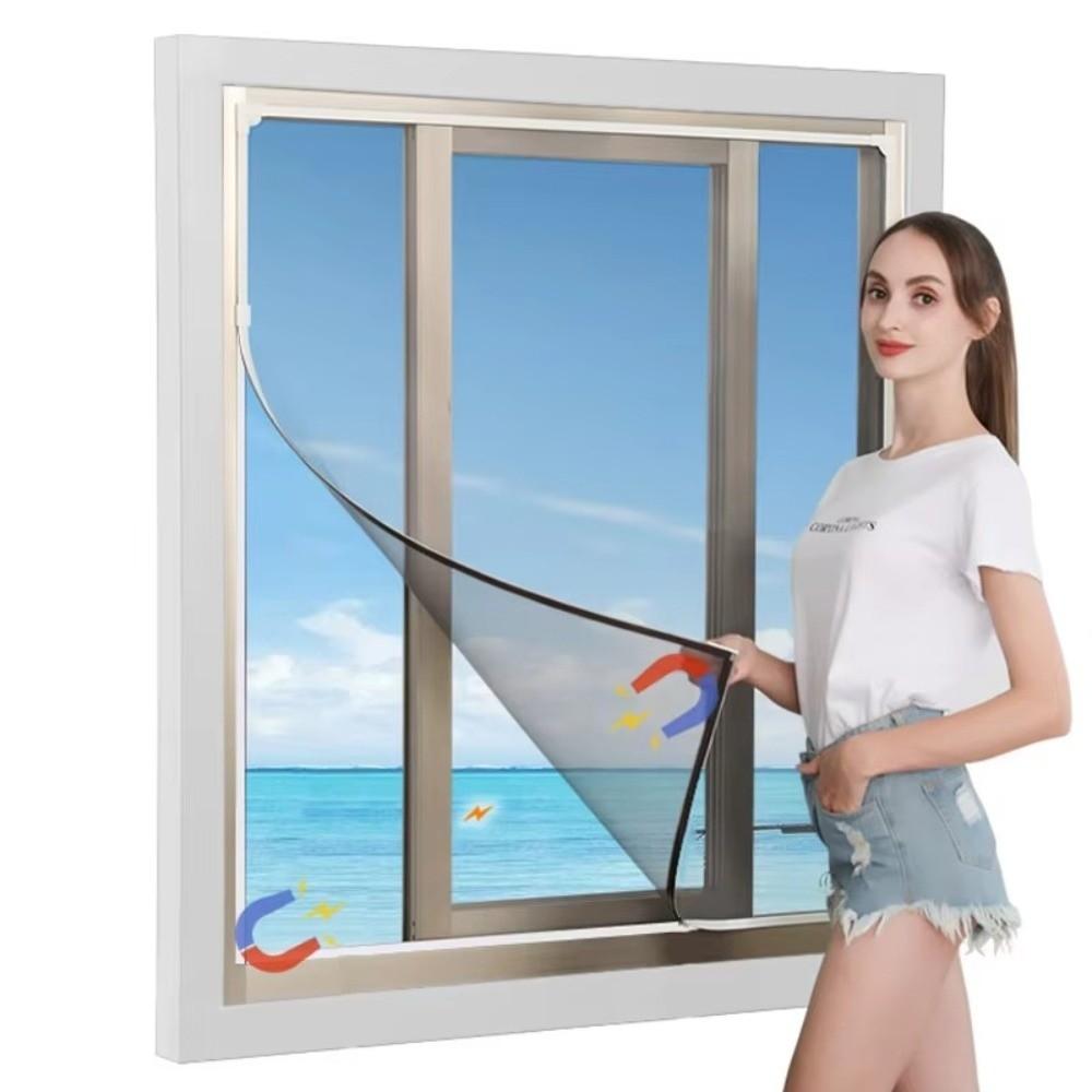 Atmungsaktives Magnetisches Fliegengitter Fenster Insektenschutz DIY Netzvorhang Anti-Fliegen Fenstergitter Sommer