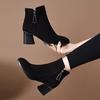 Retro style winter thick heel velvet warm Martin boots autumn new British still versatile comfortable thick heel short boots