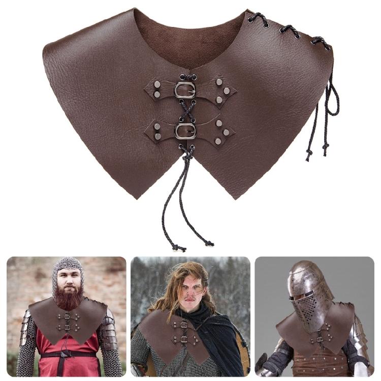 Warriour Podwójne Naramienniki Zbroja na Ramię Średniowieczny Kostium Rycerza na Halloween Sztuczna Skóra Nakrycie Ramion Peleryna