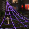 Practical 8 Modes Halloween Spider Web Lights Glow 250 LEDs LED Spider Net Hanging 5m Scary Giant Spider Haunted House