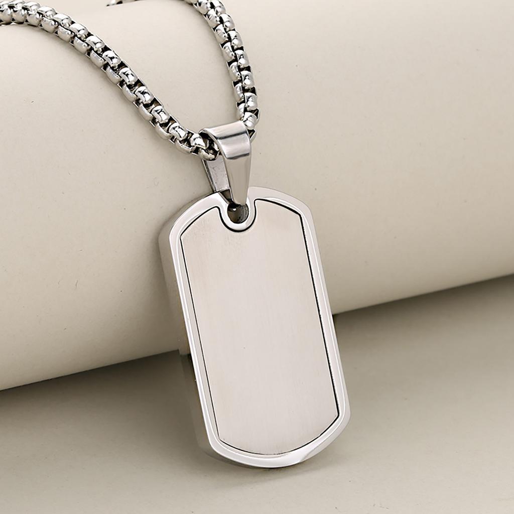 Personalized Military Dog Tag Necklace for Men, Stainless Steel Waterproof Hip Hop Pendant Box Chain