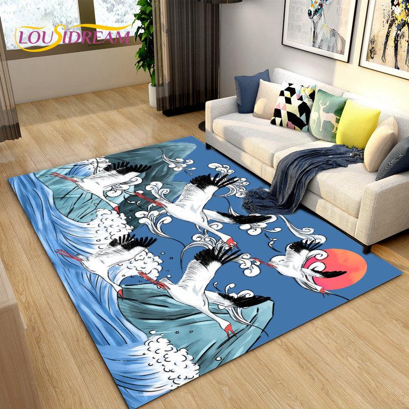 3D Classical Chinese Style Area Rug Large,Carpet Rug for Living Bedroom Sofa Doormat Decoration,Children Play Non-slip Floor Mat
