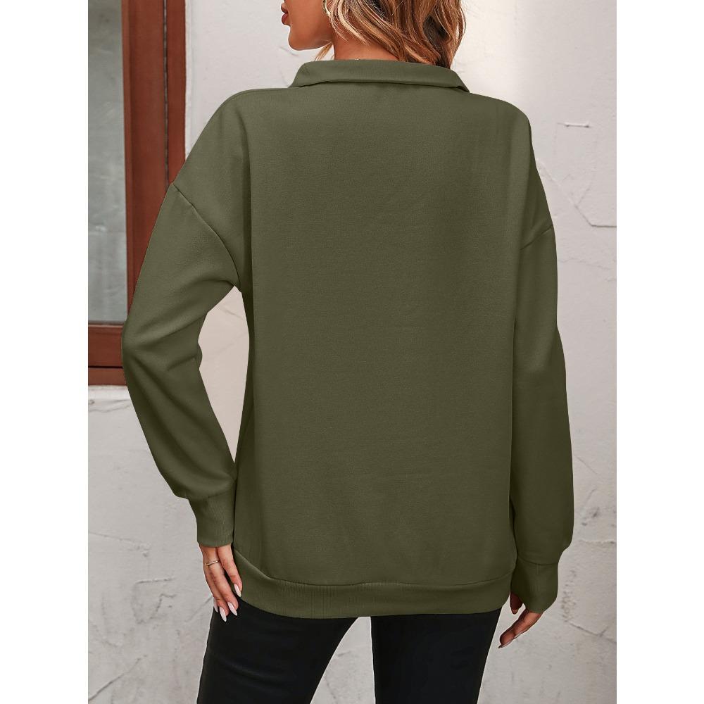 Autumn and Winter Half Zip Long Sleeved Fashionable Pullover Fleece Women's Hoodies & Sweatshirts
