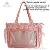New Y2K Ribbon Bow Ita Crossbody Bag Sweet Girls Transparent Large Capacity Shoulder Bag DIY Display Handbag Lady Satin Tote Bag