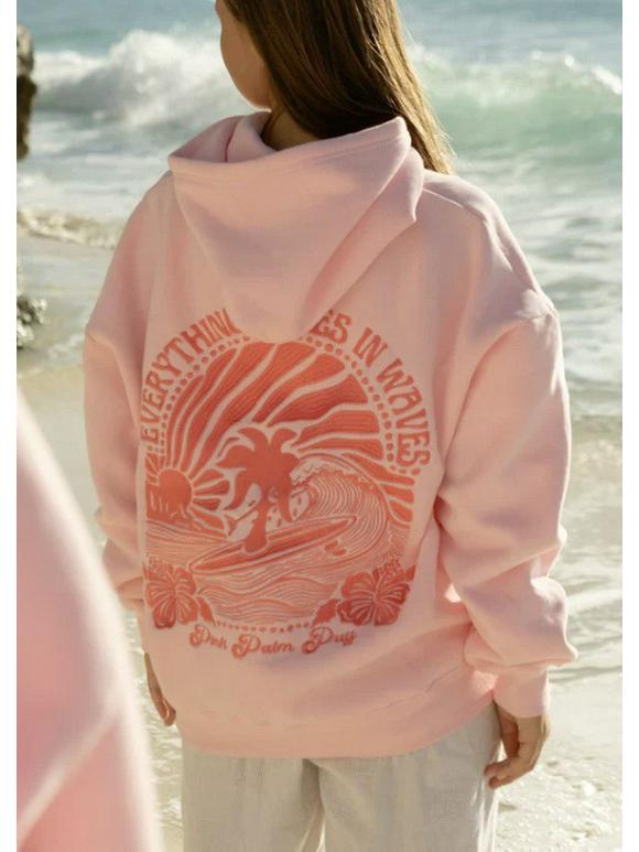 Women's "Everything Comes In Waves" Velvet Hoodie Sweatshirt