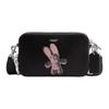 CLINTON 19 Floppy Rabbit Pattern Natural Texture Cow Leather Crossbody Bag Small Men's Black