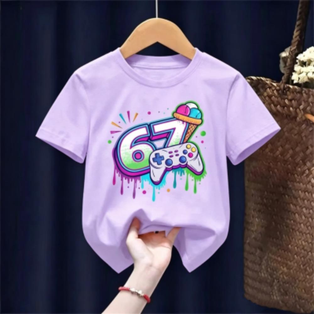 Summer Game Six Seven 67 Printed Children's T Shirt Fashion Casual Girls and Boys Short Sleeve Shirt Funny Kids Clothes Tee Top