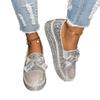 Flat-soled single shoes women's spring and autumn new fashion thick-soled rhinestone bow one pedal
