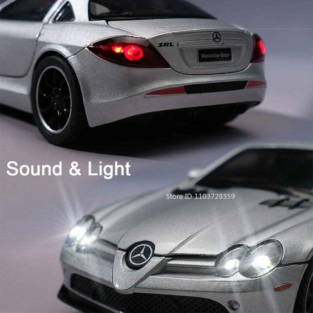 1:32 SLR 772S 300SL Sportwagen Modell Spielzeug Legierung Druckguss Miniatur Supercar Sound Licht Türen Geöffnet Rückzieher für Kinder Geschenke