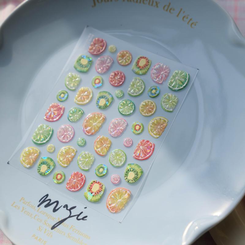 

Красочные фрукты лимон грейпфрут киви леденец эскимо кролик вишня желе самоклеящаяся наклейка для дизайна ногтей DIY декор маникюрные наклейки