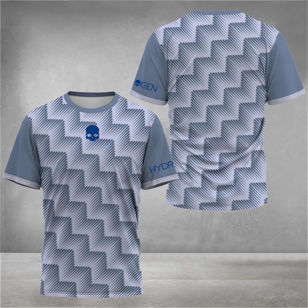 Summer Y2k Men's Tennis Men T-Shirts Fashion Striped Printed O-Neck Short Sleeve Tees Breathable Quick-Drying Sports Tops