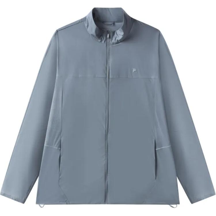 Fila Solid Color Stand Collar Zip Jacket Men Jackets Gray Blue F11M327701F-BU