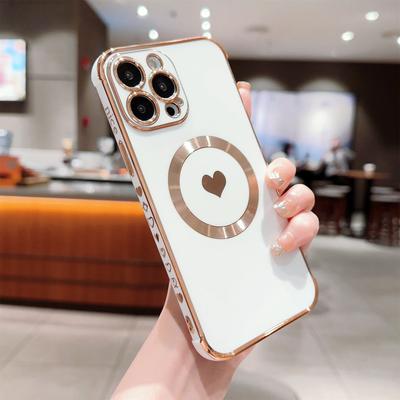 Für iPhone 15 Pro Max Hülle Niedliches Liebesherz Muster TPU Handyhülle Kompatibel mit MagSafe