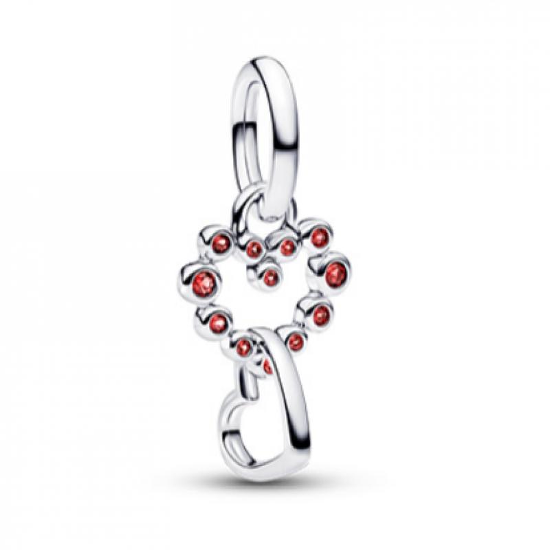 Pandora Connected Heart   Red Stones Dangle Charm 794435c01