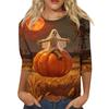 Women's Halloween Print Three-Quarter Sleeve Round Neck Casual T-Shirt Top