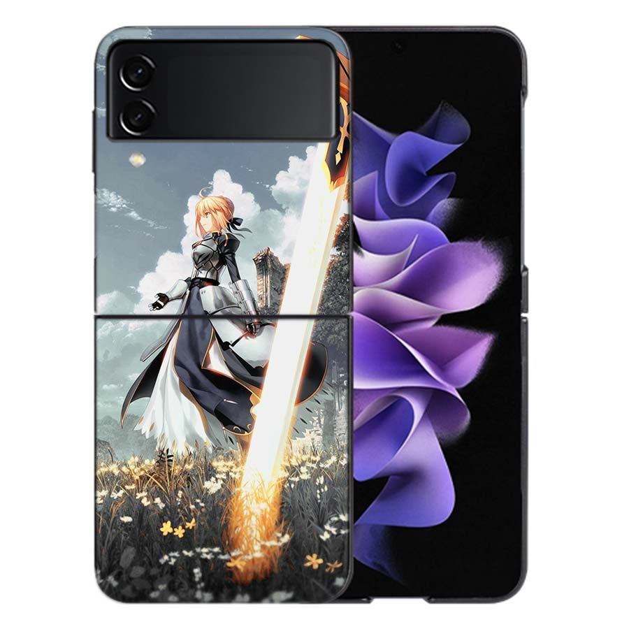 Bilibili F-Fate Stay Night Phone Case For Samsung Z Flip 6 7 5G Galaxy Z Flip 5 4 3 5G Cases Shockproof Hard Cover TPU