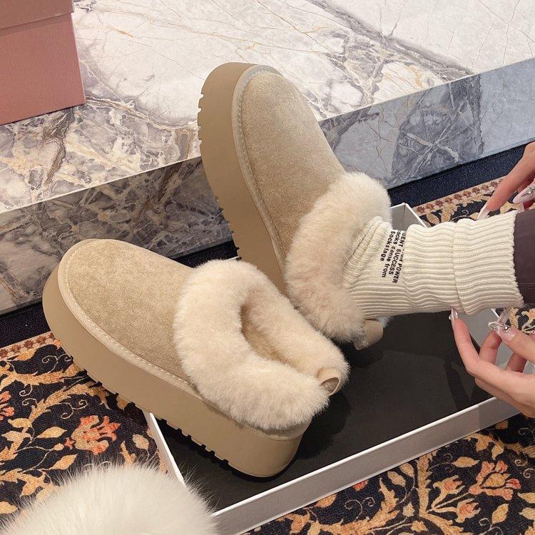 Thick-soled Inner Height-increasing Snow Boots Women's 2025 New Winter Piled Thickened Warm Northeast Large Cotton Shoes Mao Mao Shoes