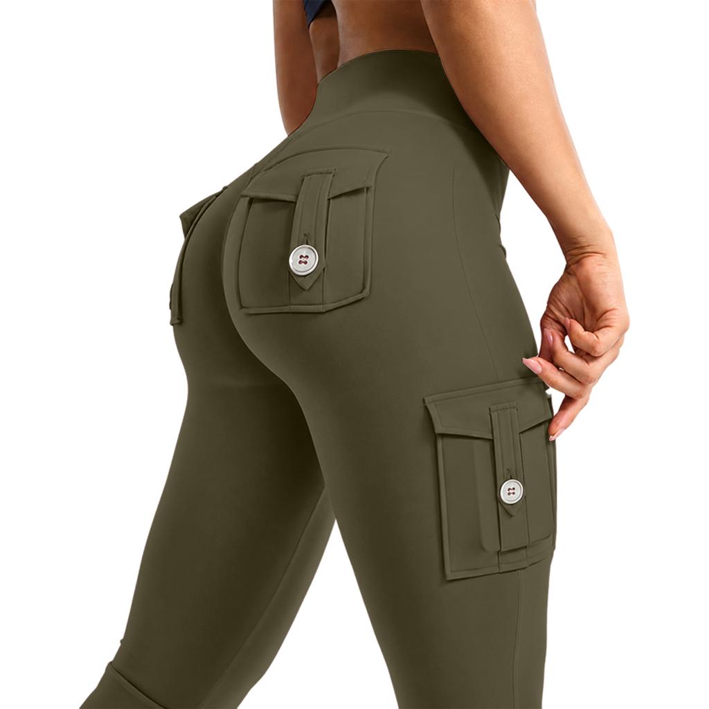Women's High Waist Bootcut Yoga Pants with Buttoned Pockets Breathable Stretchy Fabric for Sports and Outdoor Activities