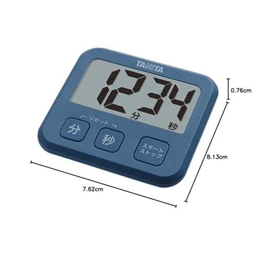 Tanita Kitchen Study Timer with Magnet, Large Screen, Slim, Blue, TD-408 BL