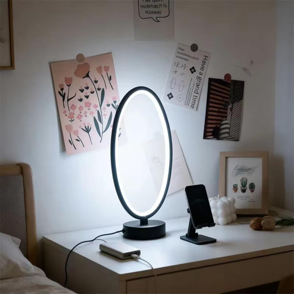 1 piece elliptical-shaped desk lamp with LED USB plug for bedroom decoration and lighting
