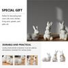 Happyyami Garden Bunny Figurines Landscape Bunnies Decoration 3Pcs Ceramic Bunny Rabbit Figurine Easter White Bunny Figurines Mini Tabletop Rabbit