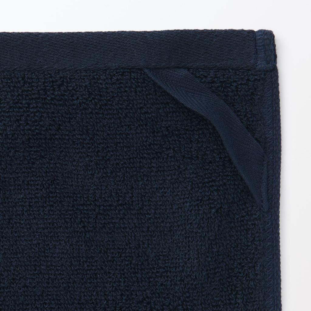 MUJI Flauschiger Frottee-Handtuch mit Set von 34 x 35 84705366 Schlaufen, 10, cm, Marineblau/Weich,