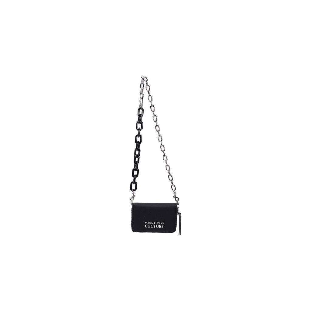 Versace Jeans Couture Color Block Chain Silver Letter Logo Cotton Clutch Wallet Women wallet Black 73VA9XM1-ZS394-899