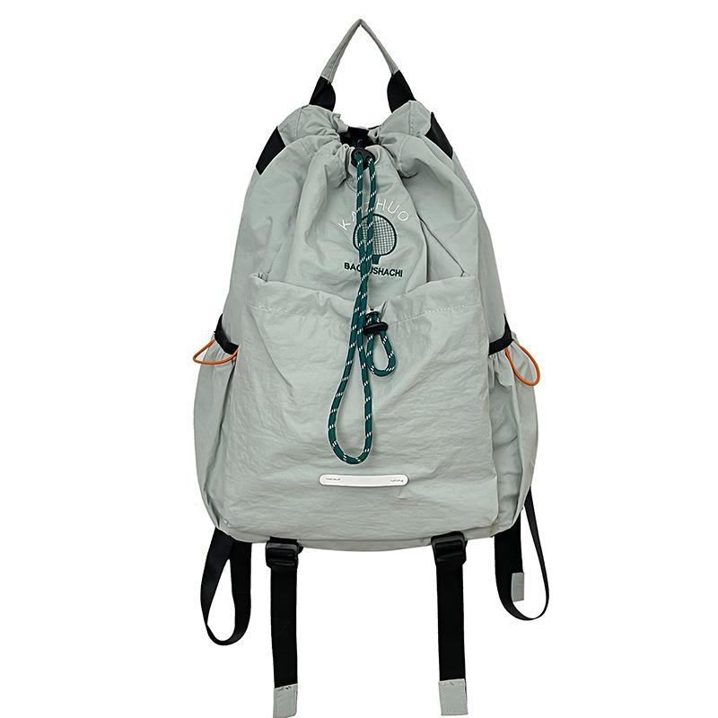

Корейская версия рюкзак на шнурке для путешествий, туризма, альпинизма, для студентов колледжа, уличный рюкзак, мужской и женский, сумка для велоспорта, бадминтона, тенниса зелёный