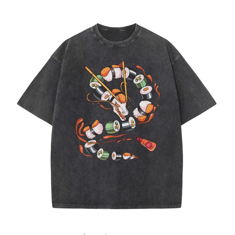 Stamping Spring Summer Short-sleeved T-shirts Washed And aged in Europe and America men's and women's T-shirts