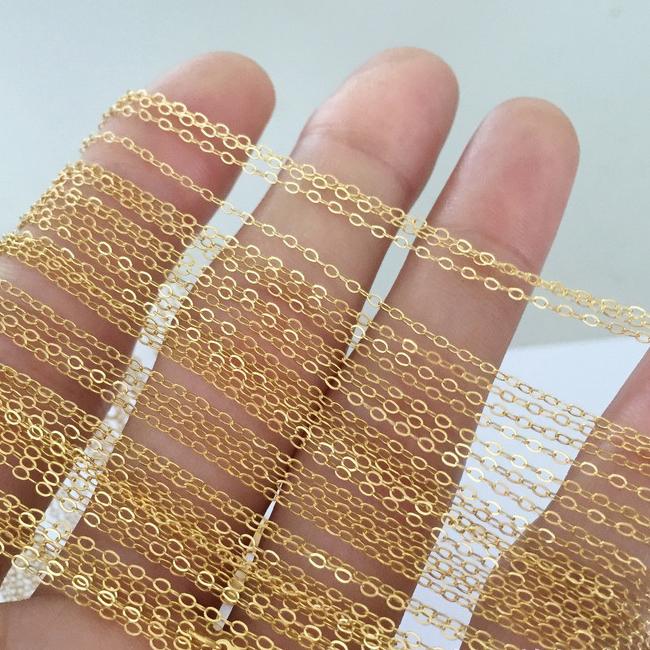 High Quality Finished Chain 14k Gold Filled Chain Necklace Jewelry Flat Cable Chain Necklace