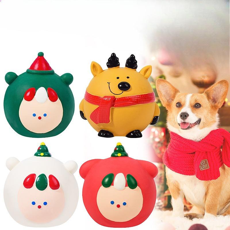 Pet Latex Toy Christmas Elk Animal Spherical Toy for Relieving Boredom and Venting for Small-sized Dogs Toys