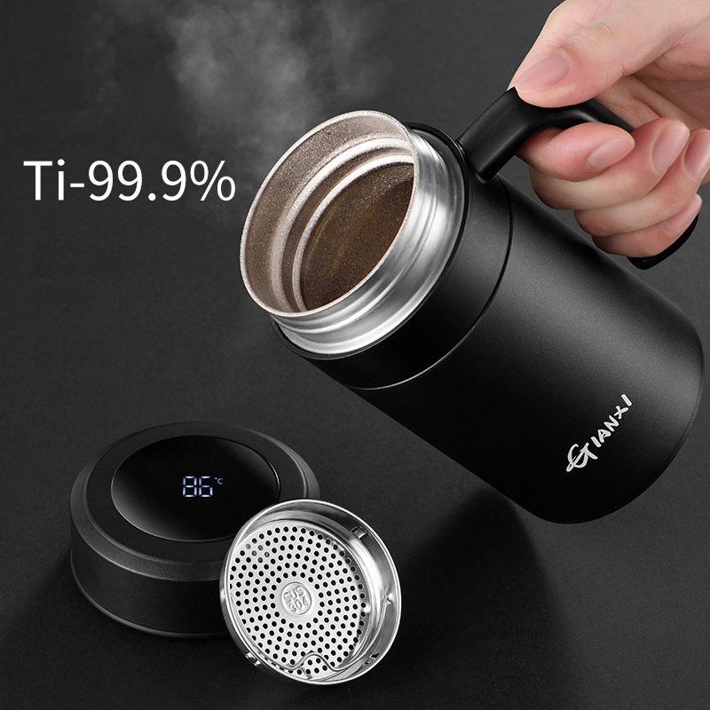 Pure Titanium Thermos Cup Tea Cup Tea Separation Cup With Handle Large Capacity Men's Business Office Water Cup