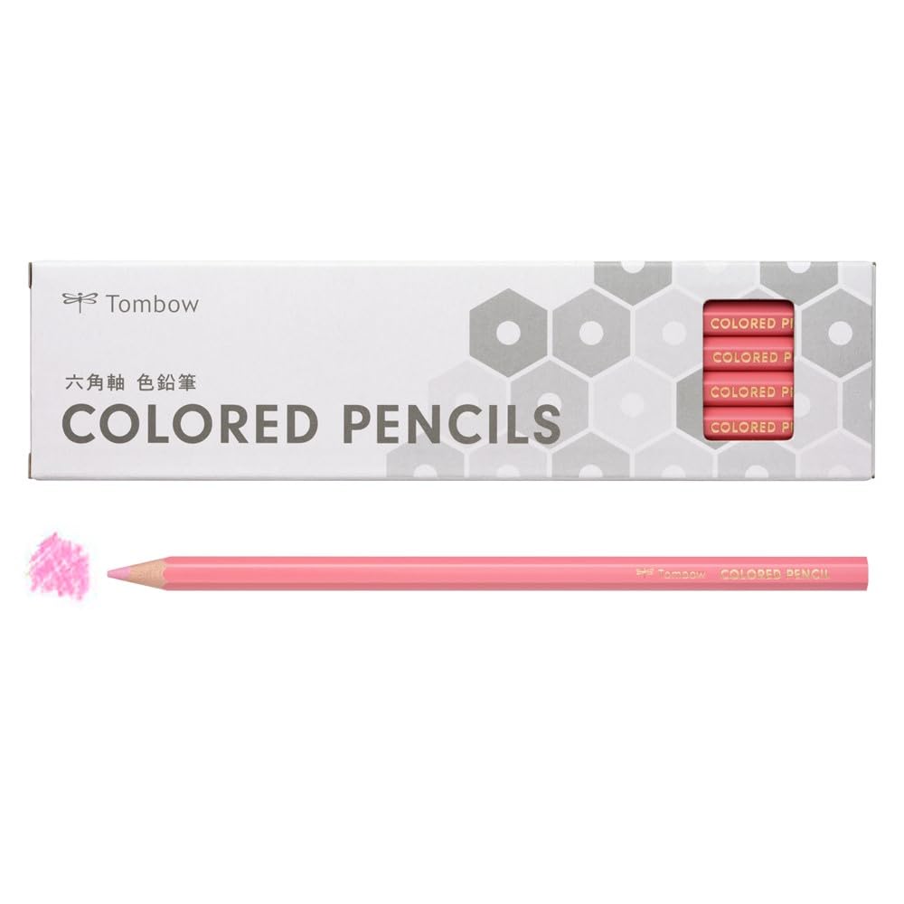 Tombow Colored Single Hexagonal 1 Dozen Pencils, Color, Pink, Barrel, (12 pencils), CY-K22
